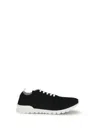 Kiton Perforated Fabric Slip-on Sneakers In Black