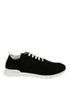 Kiton Textured Fabric Sneakers With Contrast Rubber Sole In Black