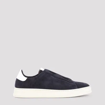 Kiton Slip-on Suede Sneakers In Blue