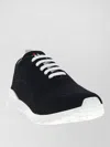 Kiton Sneakers Contrast Heel Tab Knit Upper In Black