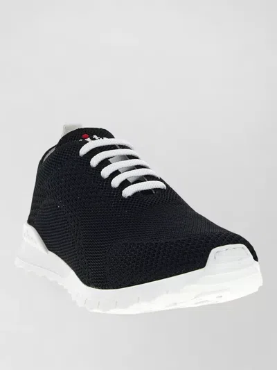 Kiton Sneakers Contrast Heel Tab Knit Upper In Black