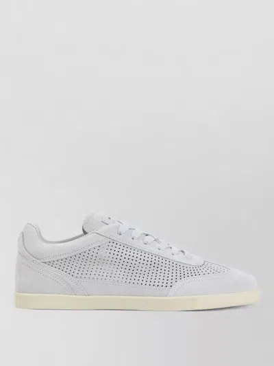Kiton Sneakers Flat Sole Perforated Design Round Toe In Gray