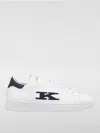 Kiton Leather Sneaker With Embroidered Logo In Weiss