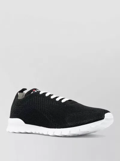 Kiton Sneakers Round Toe Calfskin Cotton Blend In Black