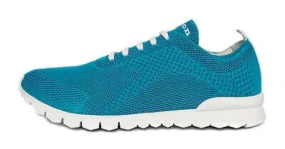 Pre-owned Kiton Sneakers Shoes Turquoise Cotton Textile Extra-luxury Italy 42 Us 9 In Blue