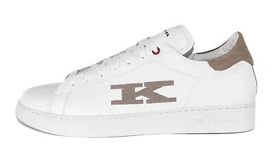 Pre-owned Kiton Sneakers Shoes White Ardesia Calfskin Handmade Extra-luxury Italy 45 Us 12