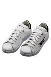 Kiton Leather Sneaker With Embroidered Logo In White
