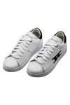 Kiton Leather Sneaker With Embroidered Logo In White