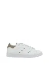 Kiton Suede-trimmed Embroidered Logo-print Leather Sneakers In White