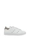 Kiton Suede-trimmed Embroidered Logo-print Leather Sneakers In White