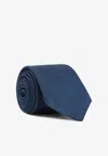 Kiton Solid Silk Tie In Blue