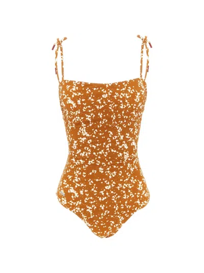 Kiton One-piece Swimsuit Off The Shoulder Beachwear Brown