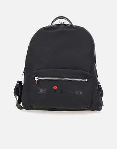 Pre-owned Kiton Sporty Black Backpack With Leather Details