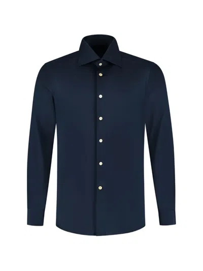 Kiton Spread-collar Button-up Shirt In Blue