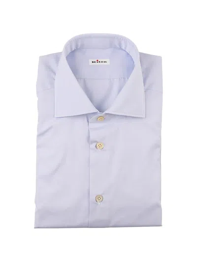Kiton Spread-collar Button-up Shirt In Blue
