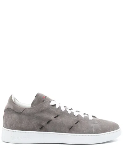 Kiton Man Sneakers Grey Size 12 Soft Leather