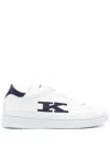 Kiton Leather Sneaker With Embroidered Logo In White