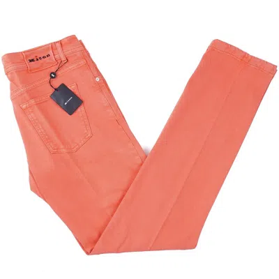 Pre-owned Kiton Straight Fit Garment-washed Salmon Pink Denim 5-pocket Jeans 35