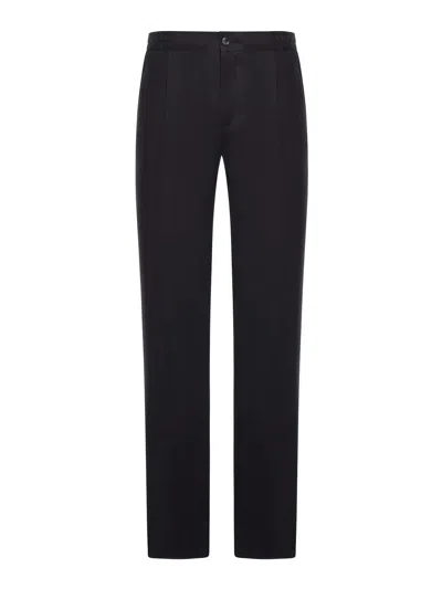 Kiton Straight Fit Linen Trousers In Black