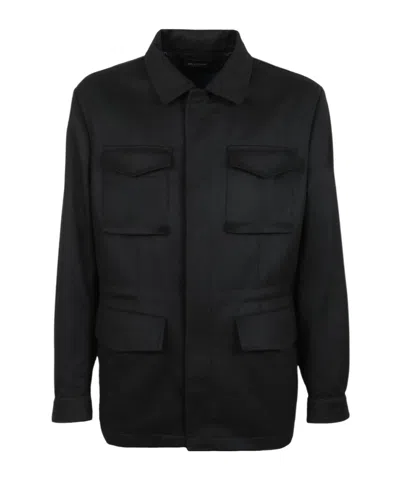 Kiton Straight Hem Overshirt In Black