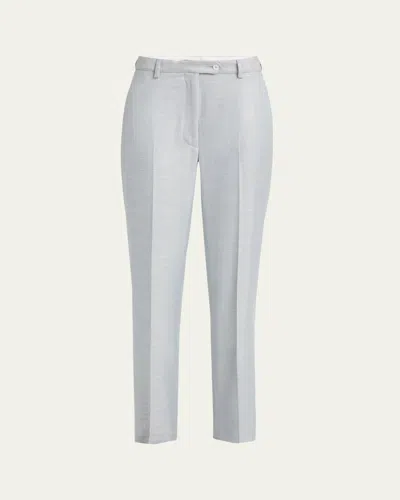 Kiton Straight Leg Bamboo Trousers In Blu