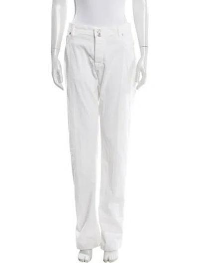 Pre-owned Kiton Straight Leg Pants In White