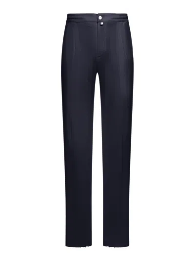 Kiton Elasticated Straight-leg Trousers In Blue