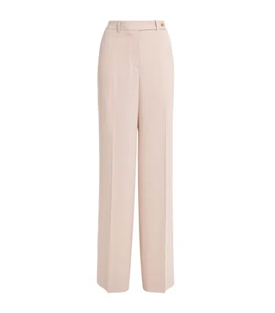 Kiton Satin Trousers Wide Leg Pockets In Pink