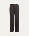 Kiton Straight Leg Wool-blend Trousers In Brown