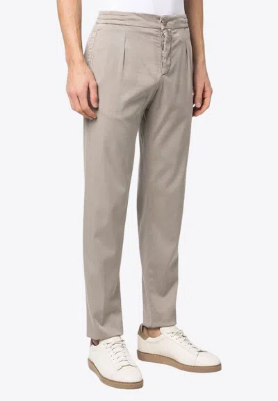 Kiton Straight-leg Wool Pants In Neutral