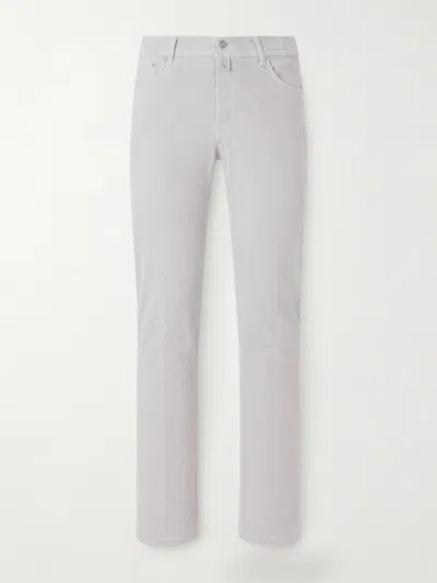 Kiton Straight-leg Cotton-blend Corduroy Trousers In White