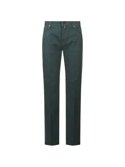 Kiton Straight-leg Logo-patch Jeans In Green