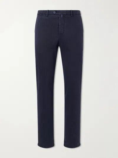 Kiton Straight-leg Lyocell-blend Trousers In Blue