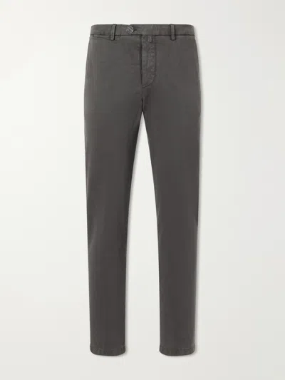 Kiton Straight-leg Lyocell-blend Trousers In Brown