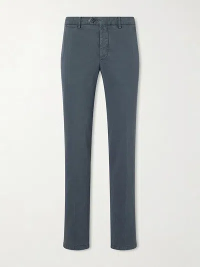 Kiton Straight-leg Lyocell-blend Trousers In Gray