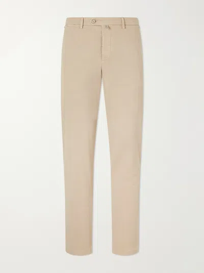 Kiton Straight-leg Lyocell-blend Trousers In Neutral