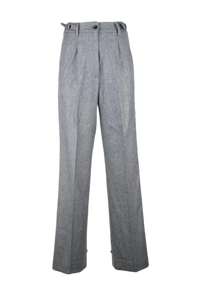 Kiton Straight-leg Trousers With High Waist In Gray