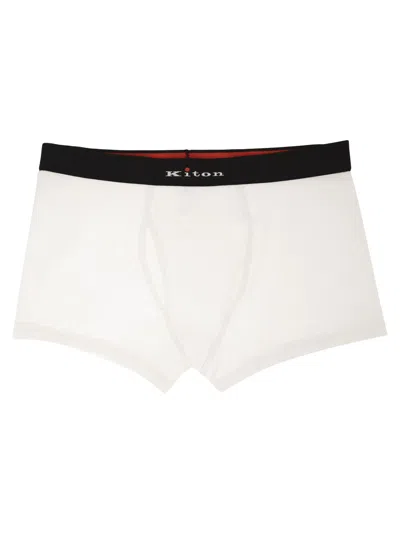 Kiton Stretch Cotton Boxer Briefs With Logo In Transparent