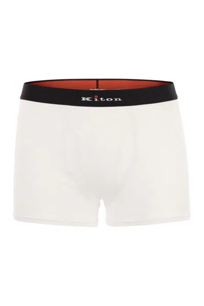 KITON KITON STRETCH COTTON BOXER SHORTS WITH LOGO