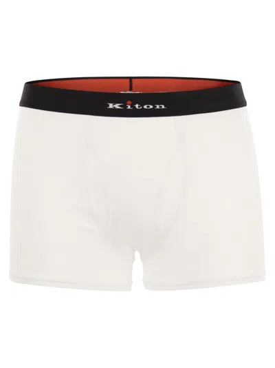 KITON STRETCH COTTON BOXER SHORTS WITH LOGO