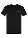 Kiton Cotton Jersey T-shirt With Embroidered Logo Pocket In Black