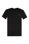 Kiton Cotton Jersey T-shirt With Embroidered Logo Pocket In Black