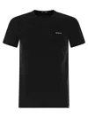 Kiton Cotton Jersey T-shirt With Embroidered Logo Pocket In Black