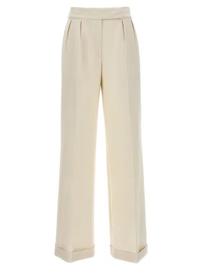 Kiton Stretch Wool Jersey Trousers In Cream