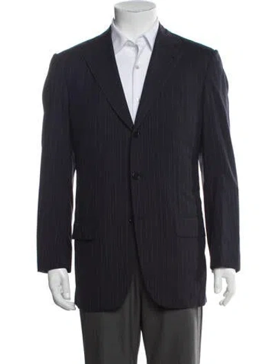 Pre-owned Kiton Striped Blazer In Blue