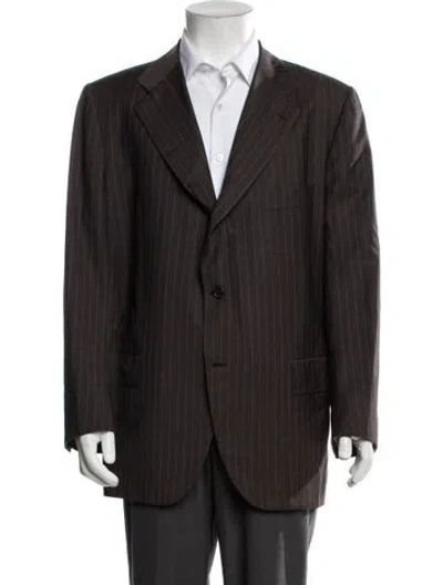 Pre-owned Kiton Striped Blazer In Brown