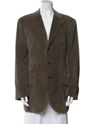 Pre-owned Kiton Striped Blazer In Green