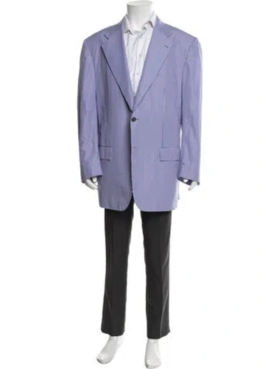 Pre-owned Kiton Striped Blazer In Purple