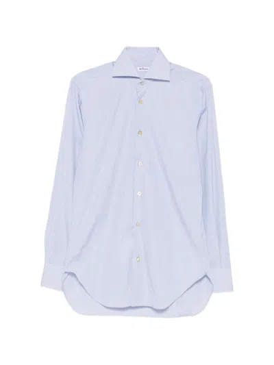 Kiton Striped Cotton Shirt In Blue