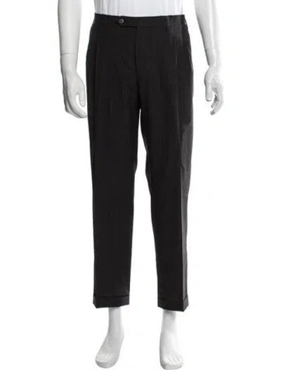 Pre-owned Kiton Striped Dress Pants In Black